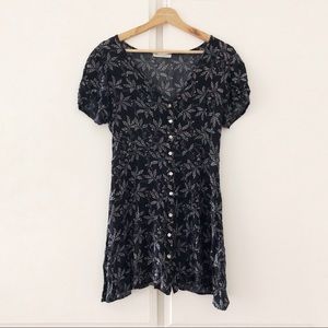 Honey Punch Button-Down Floral Mini Dress